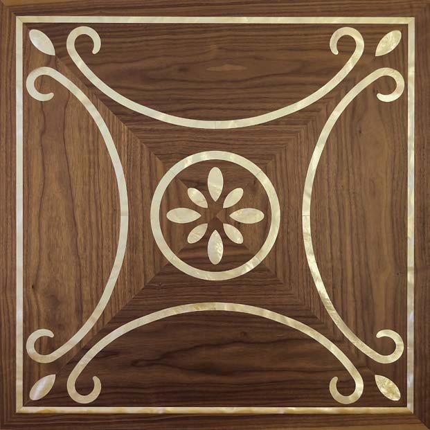 F41-Auspicious-Multi-layer Engineered Marquetry Flooring,Metal inlay
