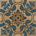 F38-Ocean Blue Rosette-Multi-layer Engineered Marquetry Flooring，Dyed