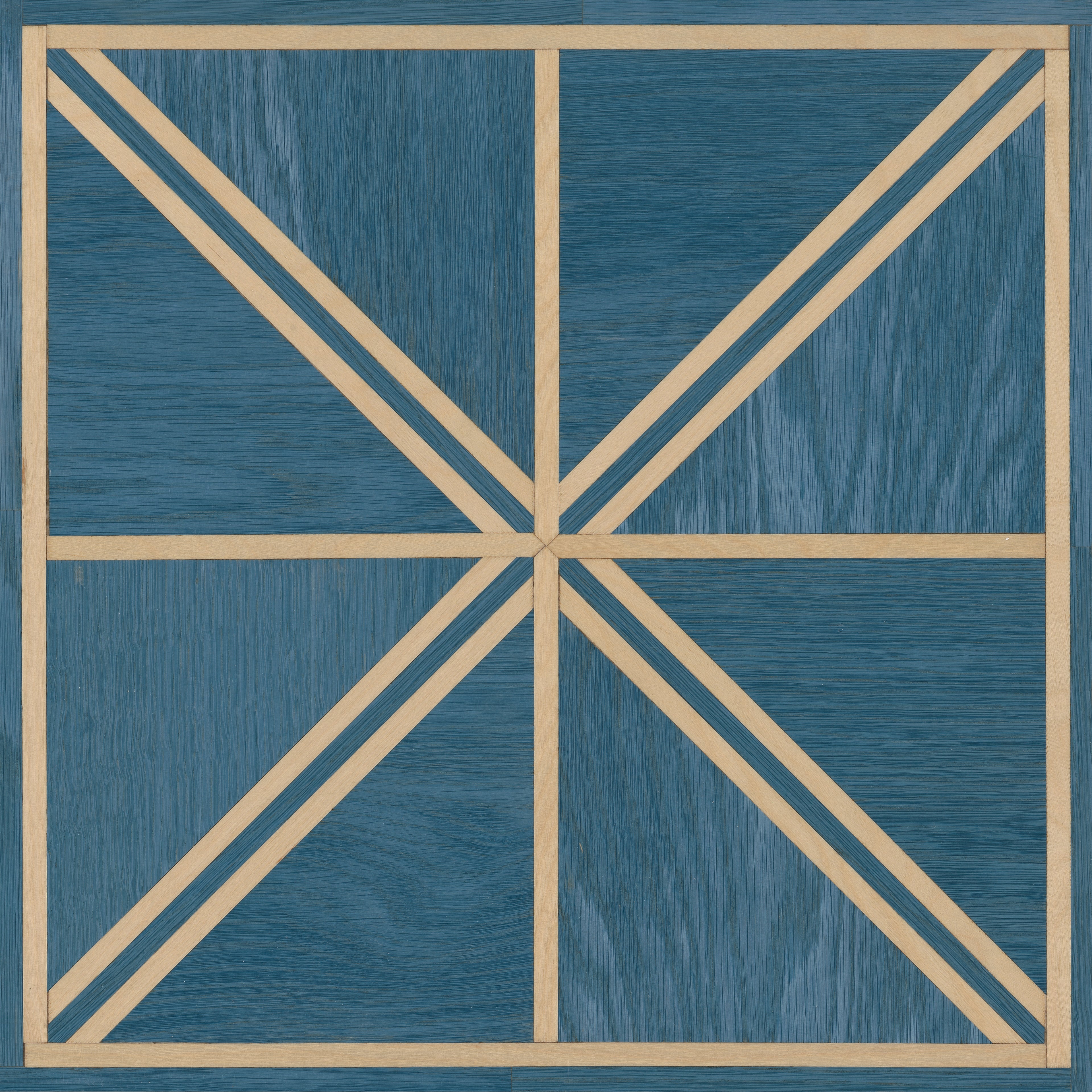 F31-Radiant Blue Lattice-Multi-layer Engineered Marquetry Flooring，Dyed