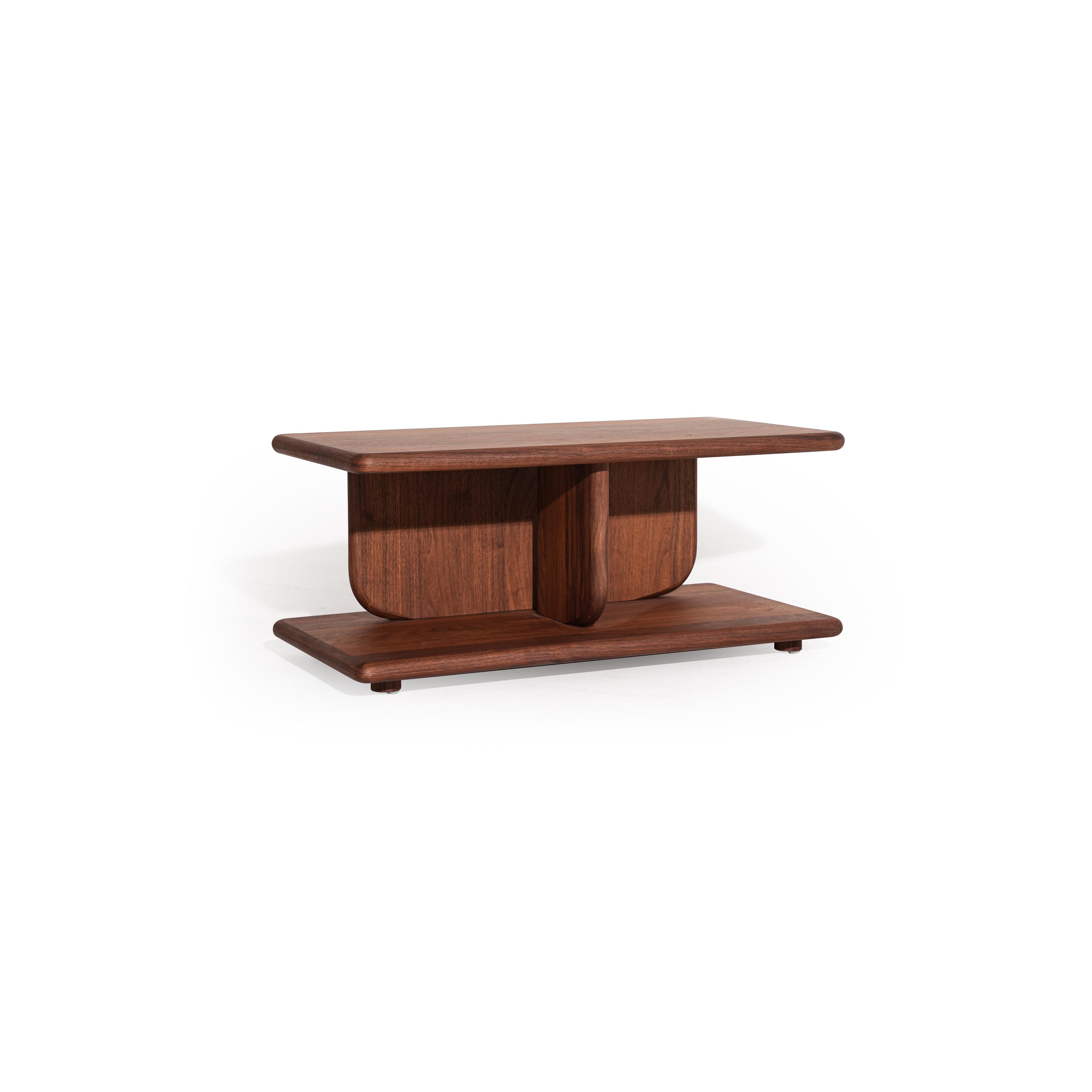 Modern square coffee table with two-tiered design, featuring a glossy gray finish on both top and base surfaces. It has a central support structure connecting the tiers. Intended for placing items on a living room floor. Category: furniture/coffee-tables